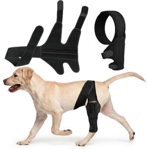 Dog Knee Brace for Hind & Rear Legs,Adjustable Dogs Compression Brace with Joint Instability, Torn ACL, Limping or Osteoarthritis - Reduces Pain and Inflammation,Post Surgery Care Recovery-Black (S)