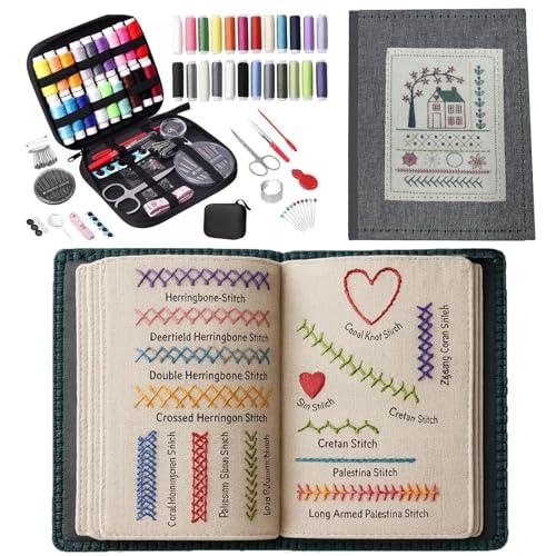 2026 Upgraded Embroidery Stitch Book Kit, Cross Stitch Kits, 106 Patterns with Tools & Tutorials, 86 PCS Beginner Embroidery Kit,Portable Embroidery Kit,For Adults & DIY Craft Lovers.