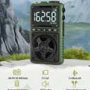 Bluetooth AM FM Shortwave Radio with NOAA Weather Alert,1250mAh Rechargeable Portable Pocket Radio with Best Reception,5W Big Speaker, Digital Tuner and Earphone,Support SD Card and USB MP3 Player