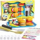 Spongebob Kids Kitchen Playset - Interactive Play Food with 2 Krabby Patty Burgers, Seafoam Shake, Kelp Fries, Spongebob Toys Kitchen Set for Kids Ages 3-5 Includes Velcro Dots