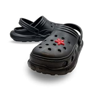 POPO PEA Girls Durable Roomy Sandals Little Big Kids Luminous Slip on Clogs Boys Children Pool Water Garden Swim Beach Slipper, Black, 10/ 11 (Runs 1 Size Large)