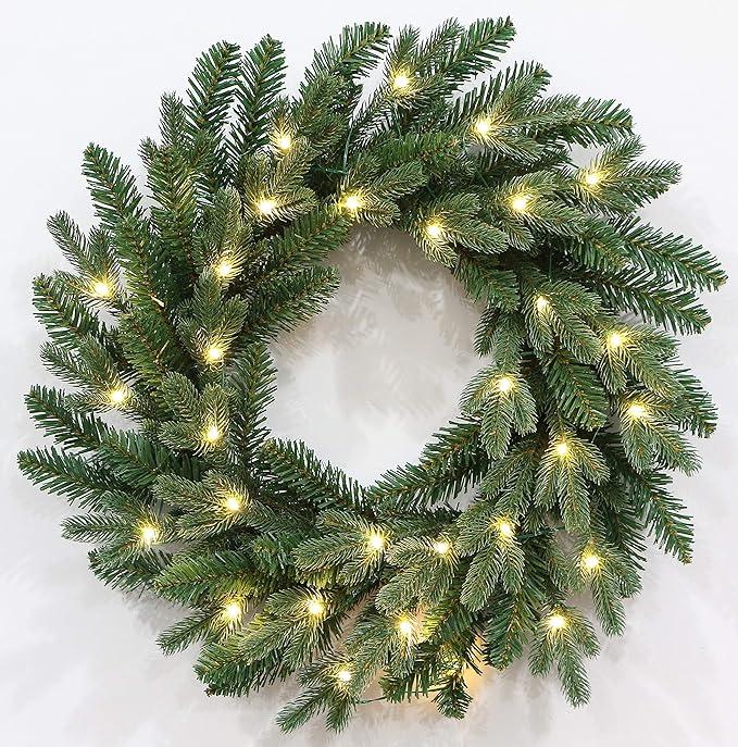 20'' European Holiday Favor Wreaths Pre-lit with LED Lights