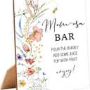 2 x Boho Wildflower Mom-osa Bar Sign for Baby Shower, 1 Pack Wooden Sign with Stand Tabletop Decor, Baby Shower Drinks Table Sign, Boho Baby Shower Decoration, Gender Neutral Party Supplies - LE01