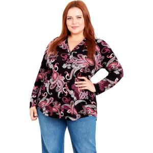EVANS Women's Plus Size Jersey Print Shirt