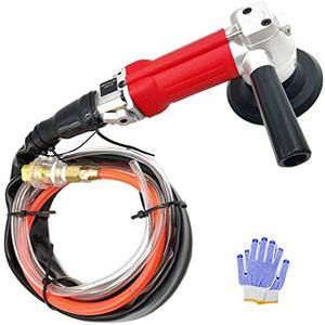 Air Polisher 4 Inch Pneumatic Water Grinders Air Powered Wet Sander with Rear Exhaust 5500 Rpm for Granite Marble Concrete Polishing