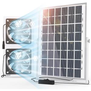SOLPERK Solar Fan for Greenhouse, 10W Solar Powered Fan for Chicken Coop, Waterproof Solar Exhaust Fan for Shed with 11.8ft/3.6m Cable
