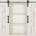 Kate and Laurel Cates Decorative Wall Storage Cabinet with Two Sliding Barn Doors, Rustic White