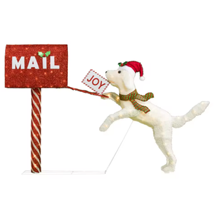 2PK 41IN 120L 3D Dog Mailbox Christmas Motif Lights for Outdoor Decor