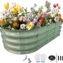 Pavlushka Raised Garden Bed 4x2x1ft Large Galvanized Raised Garden Beds Kit 1Pack Outdoor Mint Green Planter Box with Rubber Stripe and Safety Gloves for Vegetables, Fruits, Flowers