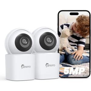 3K Security Camera Indoor,360WiFi Camera for Home Security,2.4/5 GHz Pet/Dog/Baby Camera with Phone app,Night Vision, 2-Way Audio, 24/7,SD/Cloud Storage,Works with Alexa&Google Home 2PACK