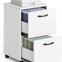 VASAGLE 2-Drawer File Cabinet, Small Rolling Filing Cabinet for Home Office, Printer Stand, for A4, Letter-Size Documents, 15.7 x 16.5 x 27.6 Inches, Snow White UOFC040W46