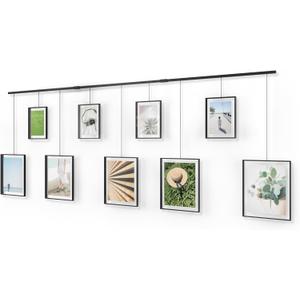 Umbra Exhibit Wall Frame with Metal Rod for Hanging-Rimless Design-Suitable for Living Room, Bathroom, Bedroom, Entryway and More, Black