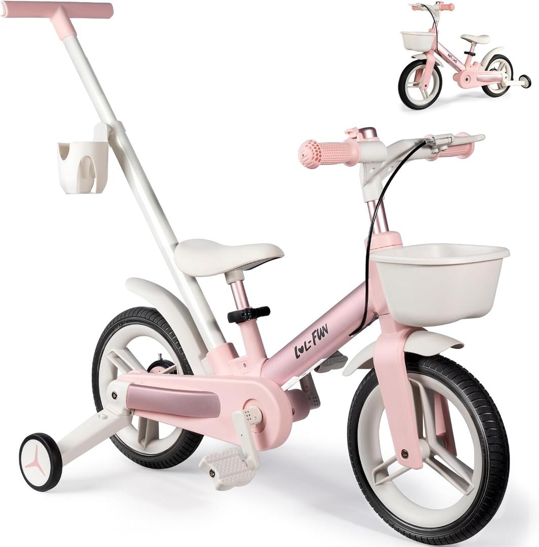 Toddler Bike with Training Wheels for Kids 1-3, 6 in 1 Balance Bike for Toddlers 2-4 with Pedals, Brake & Baskets, 12" Baby Push Tricycle for 2 3 4 5 Year Old Boy Girl Toy & Gift, Large