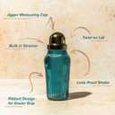 The MixMaster Cocktail Shaker with Strainer and Jigger Measuring Cap - Art Deco Leakproof Glass Drink Mixer for Crafting Cocktails - Innovative Home Bartending Supplies and Accessories - Blue