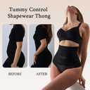 2 PCS Thong Shapewear with Tummy Control for Women, High Waisted Body Shaper Underwear Seamless Shapewear (S)