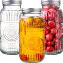 Amzcku 64oz vintage Mason Jars with Lids, Wide Mouth 2 Quart Canning Jar Half Gallon, Safe For Storage, Canning, Pickling, Preserving, Fermenting, DIY Crafts & Decor 3 Pack