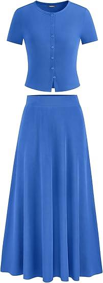 PrettyGarden Set Skirt and Top Blue S
