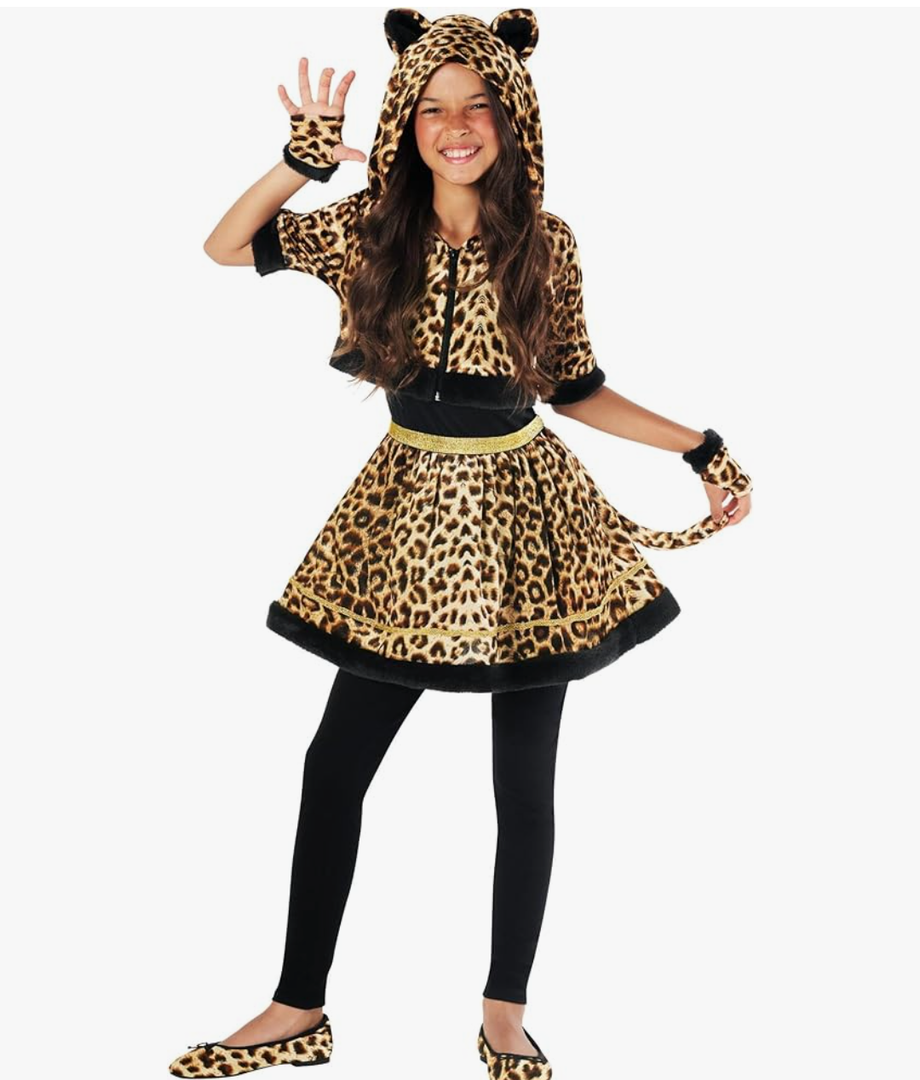 Morph Leopard Cat Costume for Girls - Kids Black Cat Halloween Costume Large
