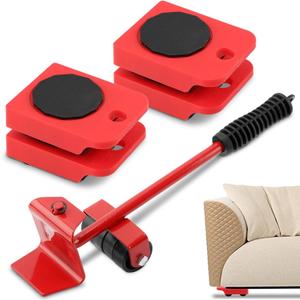 Furniture Lift Mover Tool Set, Heavy Appliance Furniture Movers Sliders with Wheels, 330lbs Capacity Mover Dolly with Lifter for Refrigerator, Sofa, Cabinet(Red)