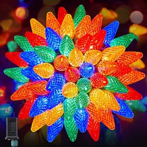 C9 Outdoor Christmas Lights, 72 FT 110 LED C9 String Lights, 8 Modes & Timer Connectable Waterproof for Christmas Tree light Indoor Outdoor Roofline Patio Outside Yard Holiday Xmas Decor, Multicolor