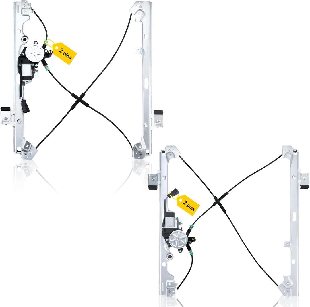 741-644 741-645 Front Driver and Passenger Side Power Window Regulator And Motor Assembly Fit for Chevy Silverado 1500 2500 3500 Tahoe Avalanche Suburban, GMC Sierra Yukon, Escalade EXT ESV, 1999-2006