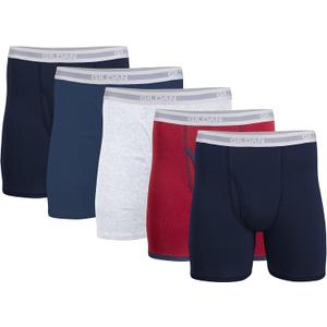 Gildan mens Underwear Boxer Briefs, Multipack (Navy/Heather Navy/Sport Grey/Dot/Navy) XL