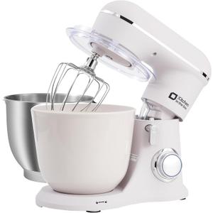 Kitchen in the box Stand Mixer, 4.5QT+5QT Two bowls Electric Kitchen Mixer, 10 Speeds Matte Finish Food Mixer with Egg Whisk,Dough Hook,Flat Beater (Frost White)
