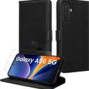 WHHSW for Samsung Galaxy A56 Wallet Case | Premium Nappa Leather [RFID Blocking] | Wallet Case with Card Slots & Magnetic Clasp | Balanced Stand Flip Case | Wallet Phone Cases (Nappa Black)