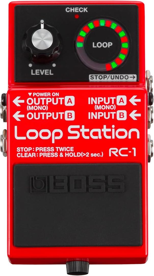 BOSS RC-1 Loop Station Pedal | Industry Standard Simple Looper for Guitar, Bass, Keyboards & More | 24-Segment LED Indicator | 12 Minutes of Record Time | Record, Playback, Overdub, Undo & Redo Loops