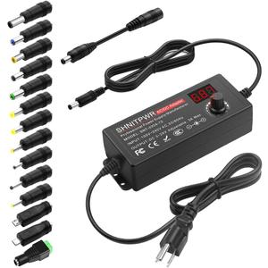 SHNITPWR 3V ~ 24V 3A 72W Power Supply Adjustable DC 3V 5V 6V 9V 12V 15V 16V 18V 19V 20V 24V Variable Universal AC/DC Adapter 100V-240V AC to DC Converter with 14 Tips 5.5x2.5mm 4.0x1.7mm 3.5x1.35mm