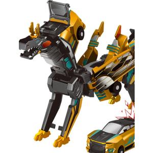 Intoypad Collision Transforming Dinosaur Car Toy, 2 Magnetic Cars Transform into Dinosaur Toys for Kids Toddler Fun Deformation Robot Dino Car Christmas Birthday Gift Toys for Boys Girl(Golden Dragon)