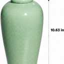 Green Ceramic Vase - 11 Inch Tall Modern Flower Vase for Pampas Grass, Pottery Decorative Vase for Centerpieces, Farmhouse Decor, Living Room, Kitchen, Shelf, Table Decor