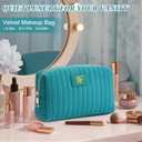 Monogrammed Make Up Bags for Women,Personalized Cosmetic Bags Women,Small Quilted Makeup Pouch,Cute Makeup Bag Travel,Birthday Gifts for Teen Girl (Blue F)