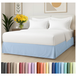 Pleated Bed Skirt King Size - 3 Sided Pleated Bed Skirt King - Ultra-Soft, Easy Fit with 18 Inch Tailored Drop - Hotel Quality, Wrinkle Free & Fade Resistant - for Women, Men, Kids & Teens - Sky Blue