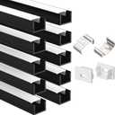 Besseto 10 Pack 1M/3.3Ft LED Aluminum Channel for Wall Panel,Wood Slat Wall Panel LED Strip Light Aluminum Channel Profile for Living Room Bedroom Bathroom Stairs (Black-10Pack 3.3Ft)