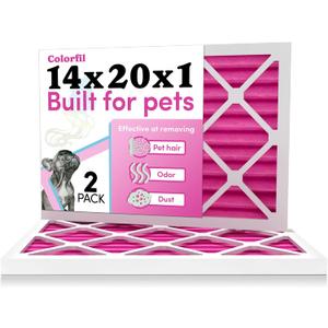 Colorfil 14x20x1 Air Filter (2-Pack) | Made in the USA | Color Changing | Remove Cat and Dog Odor | MERV 8 for Pet Hair Dander and Dust | 13.5"x19.5"x0.75" Exact Size