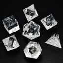 Bescon Crystal Clear (Unpainted) Sharp Edge DND Dice Set of 7, Razor Edged Polyhedral D&D Dice Set for Dungeons and Dragons Role Playing Games, Clear Color