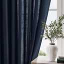Navy Blue Linen Blend Drapes 84 Inch Length 2 Panels Set Back Tab Rod Pocket Light Filtering Semi Sheer Textured Indigo Blue Curtains Boho Farmhouse Decor Curtains for Living Room Bedroom 40x84