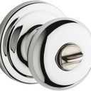 Kwikset Hancock Interior Privacy Door Knob with Lock, Door Handle For Bathroom and Bedroom, Polished Chrome Keyless Turn Lock Doorknob