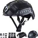 ActionUnion Tactical Airsoft Paintball Fast Helmet with Cover PJ Type Adjustable Protective NVG Mount for Multicam Military Sports Hunting Shooting (Black-CP) M
