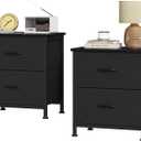 Sweetcrispy Nightstands Set of 2 with 2 Storage Drawer, Small Bedside Table, 11.8"D x 18"W x 20"H , 2 Pack