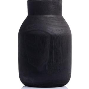 Black Rustic Large Wooden Vase for Home Decor, Vintage Floor Tall Flower Vase Distressed Farmhouse Decor for Living Room Entryway Table Centerpieces,Shelf,Kitchen,Wedding,Wabi-Sabi