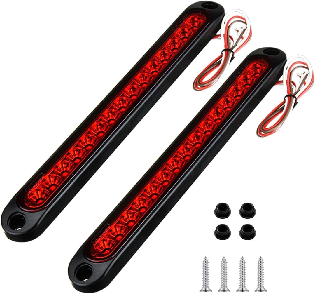 15 LED Trailer Brake Tail Light, LED Bar Stop Turn Tail Lights Waterproof Assembly Brake Strip Red Light for Marine Boats Golf Cart Offroad Truck RV UTV ATV (Red Lens)