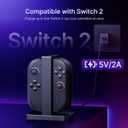 NexiGo Enhanced Controller Charger Compatible with Nintendo Switch 2, Charging Dock for Joy-Pads with Sound Alerts and Charging Indicator, USB Type-C Charging Cable Included