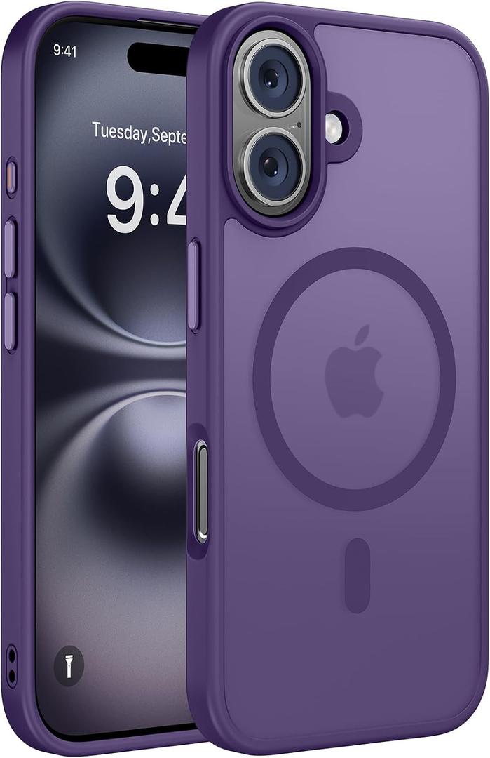 Miracase Magnetic Series for iPhone 16 Case [Compatible with MagSafe] Military-Grade Protection, Anti-Fingerprint, Slim Phone Case for iPhone 16 6.1 inch - Deep Purple