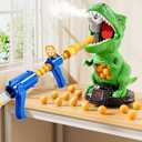 XINNOVEL Movable Dinosaur Shooting for Toys Kids 4-6, Electronic Kids Target Games w/Air Pump Launcher, LCD Score Record, Sound, 24 Foam Balls, Birthday Gifts for 3 4 5 6 7 8 9 Year Old Boys Girls