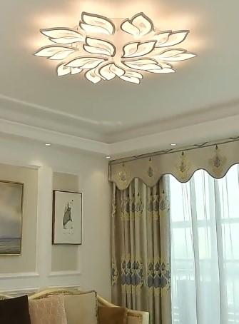 Modern Retractable Ceiling Fan with LED Light and Wood-Grain Accent Blades