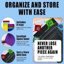 Puzzle Mat Roll Up with 8 Sorting Trays & Storage Gift Box, Large 46x26 Inch Puzzle Board for 500-1500 Pieces, Portable Puzzle Saver Kit with Travel Bag, Sturdy Box & Straps for Adults Black