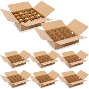 Menkxi 8 Pack 13 x 13 x 4 Inch Corrugated Cardboard Boxes with Divider Box Cardboard Divider Kit for Ornament Storage, Mason Jars Moving Storage Organizer for Separation Glass Kitchen