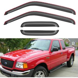 in-Channel Window Visors Rain Guards Shield for 1999-2011 Ford Ranger SuperCab, Window Vent Wind Deflectors Visors Shades for 1999-2008 Mazda B3000, 1999-2010 Mazda B4000 Extended Cab